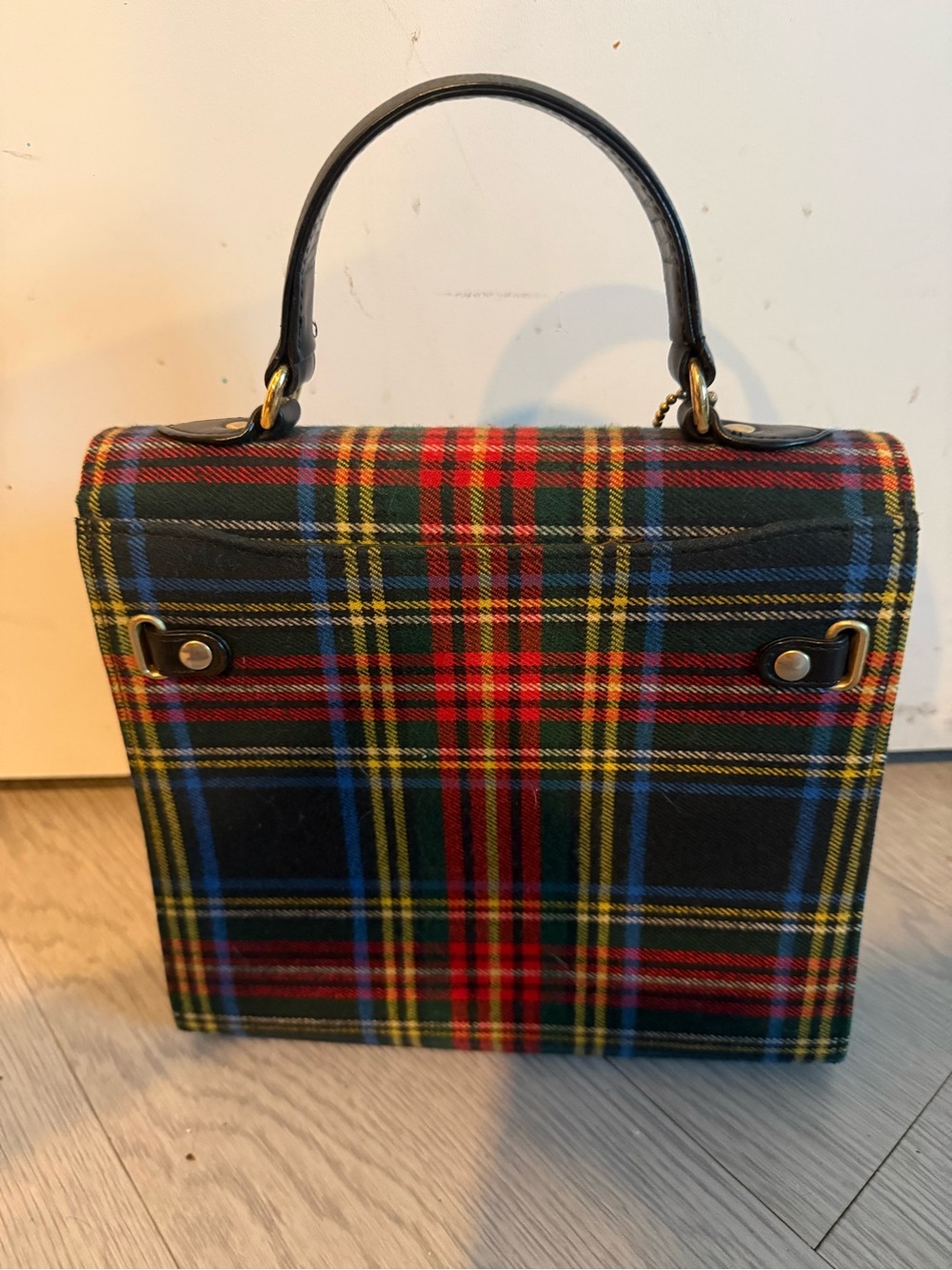 Moschino Vintage I Believe In Punk Chic Razor Blade Pin Plaid Top Handle Bag - Picture 2 of 12